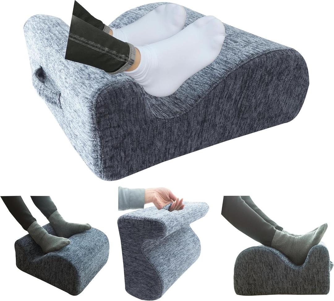 Ergonomic FootstoolTwo-Way Tilt Design with Heel & Arch SupportWide Non-Slip Foam Footrest with 3-Point Support, Removable Washable Cover for Office/Home, for Prolonged Sitting & Under-Desk Use