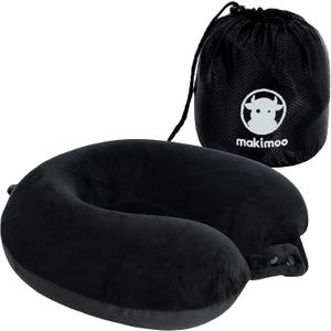 Travel Neck Pillow, Top Memory Foam Pillow for Head Support, Ideal for Airplanes, Cars, and Home Recliners, Adjustable and Soft (Black)