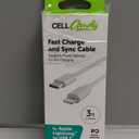 Cell Candy Fast Charge And Sync Cable For Apple Lightning TO USB C, 3 Ft, White