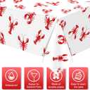 3 Pack Crawfish Boil Party Tablecloth 108x54 Inch, Plastic Disposable Rectangle Lobster Table Cloth for Seafood Boil Party Supplies Crawfish Party Birthday Decoration(White)