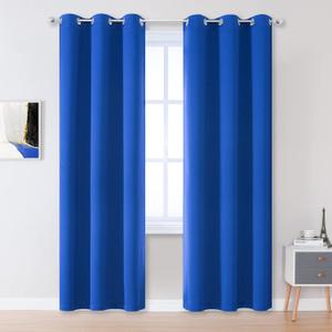 Royal Blue Blackout Curtains 84 Inch Length - Thermal Insulated Grommet Bedroom Curtains Panels Boys Room Darkening Curtains for Living Room(Bright Royal Blue, 42 x 84 Inches, 2 Panels)