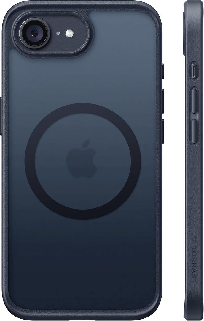 TORRAS Stronger Magnetic & Shockproof for iPhone 17e Case/iPhone 16e Case, Fit for MagSafe, 16FT Military Grade Drop Protection, Slim Anti-Scratch Translucent Phone Case for iPhone 17e, Black