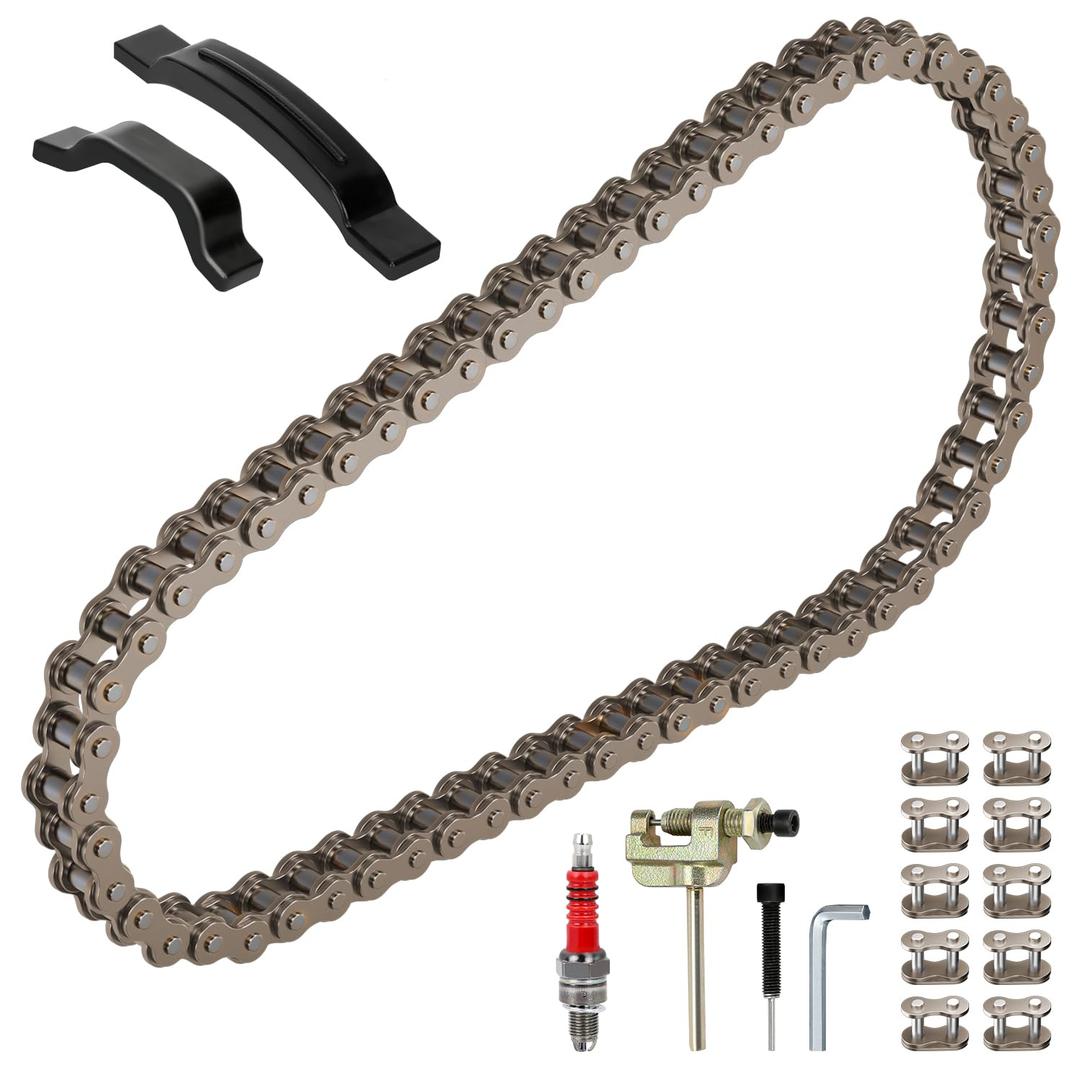 25H 62 Links Timing Starter Chain Breaker Kit Compatible with 125cc 110cc Tao tao Coolster Kazuma Baja Chinese ATV Quad 4 Wheeler Lifan Apollo Vitacci 90cc 70cc 50cc Pit Dirt Bike Go Kart Parts