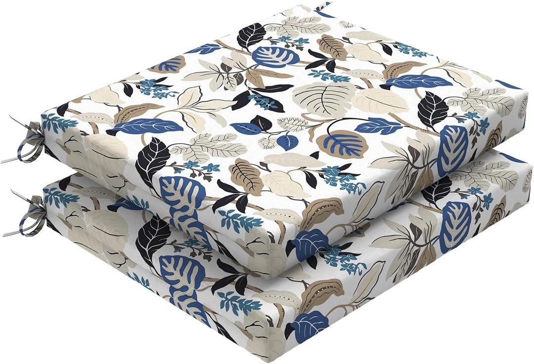 Set of 2 Outdoor Square Chair Cushions 18.5"x16"x2" for Patio, Water Resistant Patio Dining Seat Pads Replacement for Kitchen Garden and Outdoor Furniture Decoration - Breeze Leaves Beige Set of 2 Outdoor Square Chair Cushions 18.5"x16"x2" for Patio, Water Resistant Patio Dining Seat Pads Replacement for Kitchen Garden and Outdoor Furniture Decoration - Breeze Leaves Beige