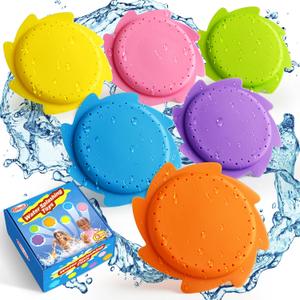 Splash Water Flying Discs in 6 Pcs Bright Colors, Disc Water Toys with Portable Mesh Bag, Fun Pool, Beach Toys & Games for Kids and Toddler