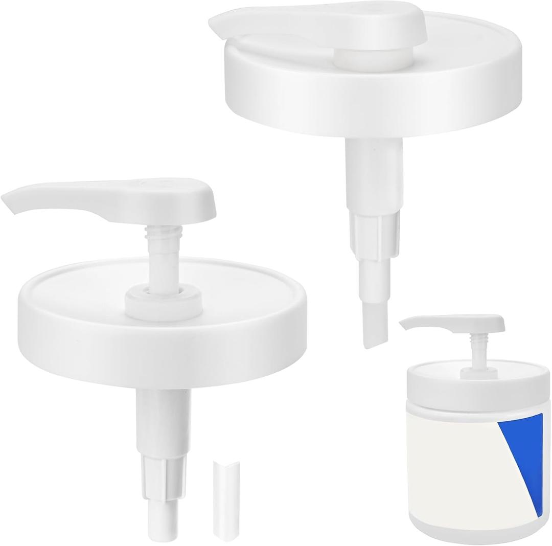 Pump Lid for CeraVe Moisturizing Cream 19oz (2Pcs) Universal Pump for 3.3inch Diameter Mouth, Cream Pump Dispenser Fits for CeraVe 16oz Jars When Cut Tube Short