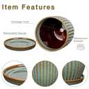 Oairse Ceramic Pots for Indoor Plants, 4.9 + 5.7 Inch Set of 2 Bluish Grey With Drainage Holes and Saucers, Texture Planters for Succulent, Indoor Outdoor Flower