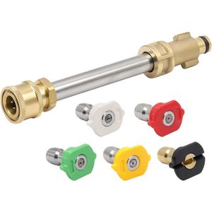 Pressure Washer Adapter with 1/4" Quick Connect and 5 Nozzles, 6" Metal Adapter Replacement Compatible with Ryobi, Dewalt, Husky, Portland, Harbor Freight, Up to 3000 PSI