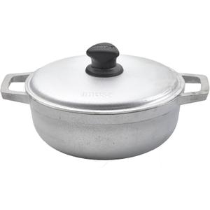 IMUSA Caldero Stock Pot with Aluminium Lid 2QT, Cast Aluminum, Perfect for Serving Small Groups, Riveted Handles, Made in Colombia, Silver