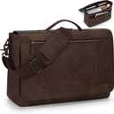 RAINSMORE Leather Messenger Bag for Men 15.6 Inch Laptop Bag Vintage Briefcase Large Computer Bag Satchel Shoulder Bag For College, Work, Business, Office, Dark Brown
