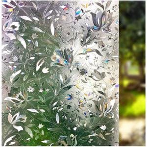 LEMON CLOUD Window Film, Decorative Window Privacy Film, 3D Stained Glass Window Sticker,Anti-UV Sun Blocker Heat Control for Home(Rainbow Tulip Design,11.8 x 78.7 inches)