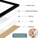 iRahmen 20x24 Picture Frame Set of 2 with Plexiglass, Black Wood Poster Frame for Wall Mounting Display 16x20 Picture with Mat or 20 x 24 Without Mat