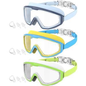 Kids Goggles Age 4-16, Anti-Fog UV 180°Clear View Kids Swim Goggles, 3 Pack Swimming Goggles Waterproof Pool Goggles, One Size