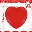 QZYL 50 PCS Valentines Paper Plates, 9-inch Valentines Red Heart Plates, Disposable Heart Shaped Paper Decor, Birthday Party Decorations Wedding Table Decor Party Supplies Love Party Decor