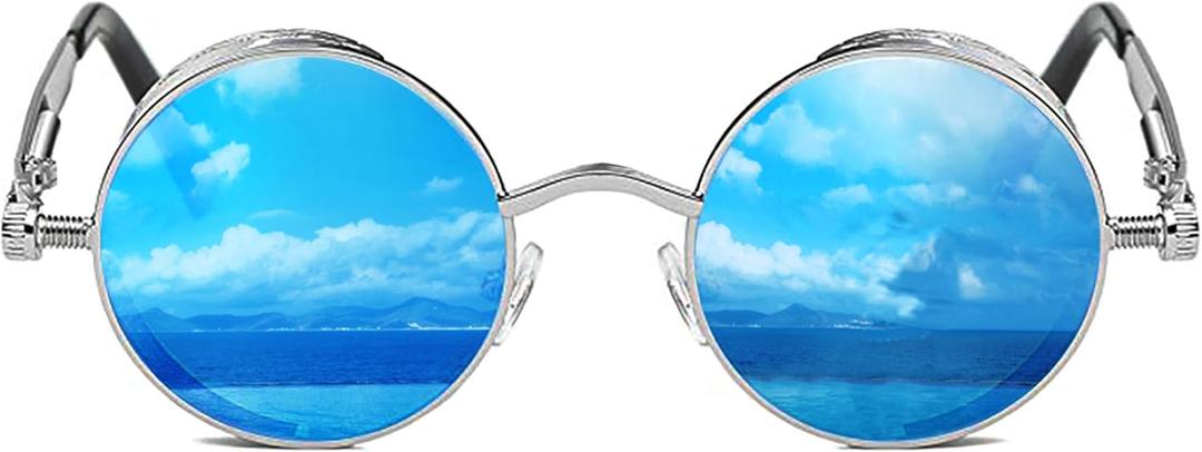 ROCKNIGHT Gothic Steampunk Round Polarized UV400 Protection Sunglasses Unisex Street Outdoor 48mm