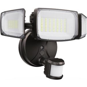 Olafus 80W Motion Sensor Outdoor Lights, 8000lm Hardwired Motion Flood Light, IP65 Waterproof LED Security Floodlights, 6500K Motion Detector Lights for Outside, Brown