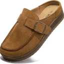 Genuine Leather Women's Clogs - Slip-Resistant Sole, Memory Foam Insole, Versatile & Comfortable, Perfect for Any Occasion Brown 09