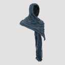 Zwirelz Wrap Dune Wasteland Hooded Shawl With Viking Brooch Cowl Scarf Rogue Medieval Viking Cloak Renaissance Costume Cape (78.7 x 27.5 inches, Navy)
