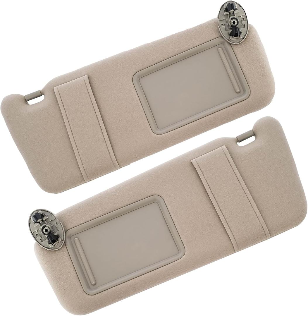 for Toyota Sun Visor Driver Side Passenger Side Compatible with 2007 2008 2009 2010 2011 Camry Visor Beige Replaces 74320-06780-E0 Left & Right Tan Without Sunroof 2PCS