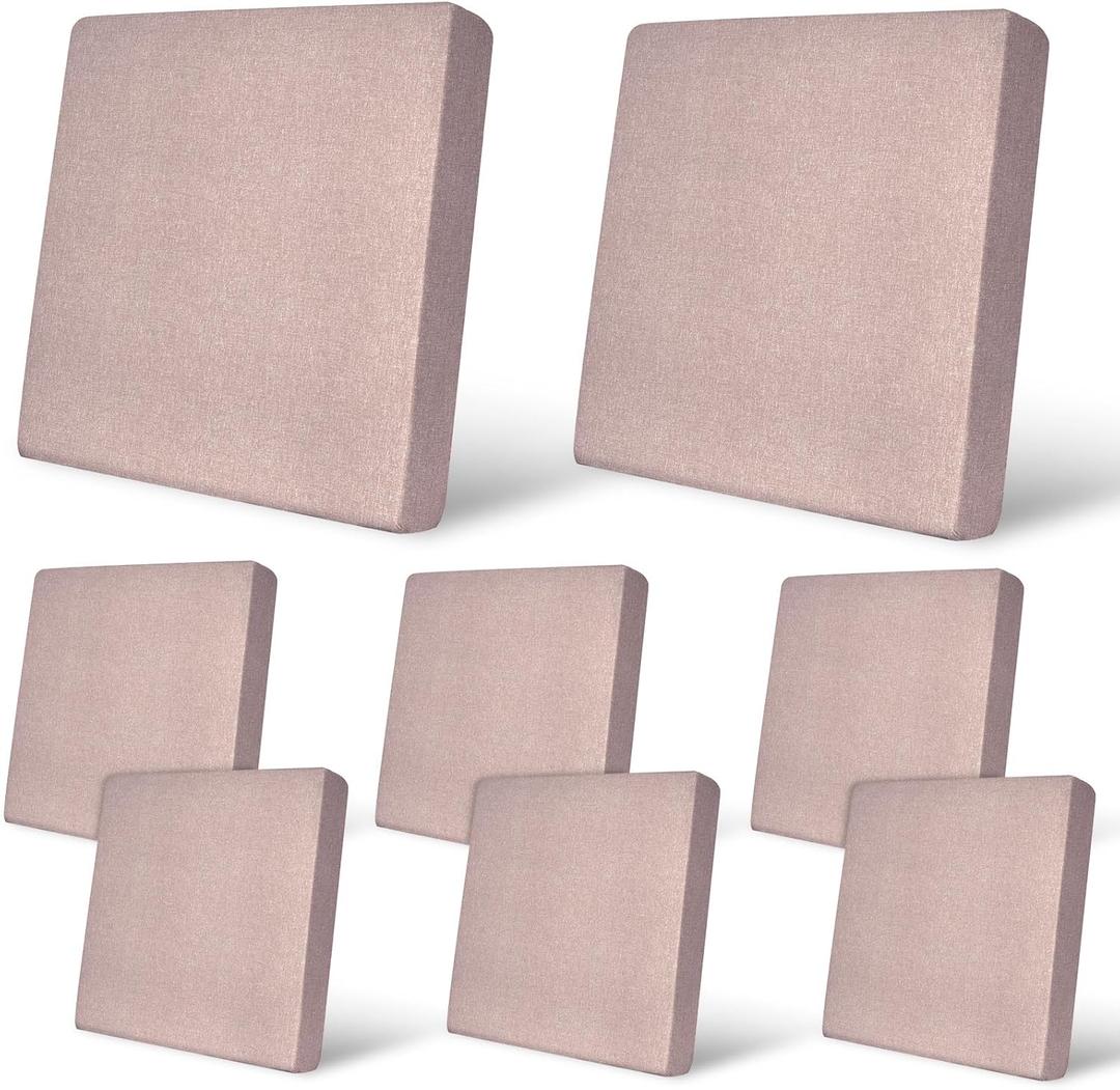 pickyNproud 8Pcs Patio Cushion Covers Stretch Outdoor Couch Cushions Slipcovers Replacement Washable Furniture Protector with Elastic Bottom Sofa Chair Seat Cover, Warm Taupe Khaki