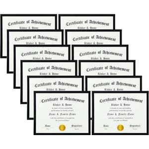 ELSKER&HOME 8.5 x 11 Frame Black 12 Pack, Certificate Award Document Diploma Frame Multi Pack, 8.5x11 Picture Frame for Wall & Tabletop Mounting in Horizontal or Vertical Format