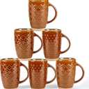 GBhome 20oz Large Coffee Mugs Set of 6, Handmade Tall Ceramic Coffee Mugs with Texture Patterns for Cappuccino, Latte,Hot Cocoa, Dishwasher & Microwave Safe