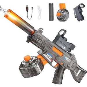Electric Water Gun with Continuous Emission, Modern Design, Ages 3+, Black/Orange