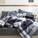Cottonight Navy Plaid Comforter Set Queen Blue Buffalo Gingham Comforter Lightweight Blue Checkered Bedding Set with Microfiber Fill Soft Comfy