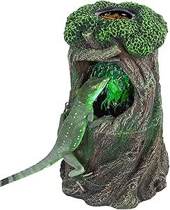 REPTI ZOO Reptile Waterfall Drinking Fountain with Food Dish, 1000ML Large Reptile Terrarium Water Dispenser for Bearded Dragon Chameleon Gecko Lizard Tree Frog