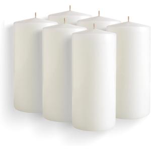 Simply Soson White Pillar Candles Bulk - 2.75x6 Inch, Set of 6 Unscented Pillar Candles, Elegant Tall Pillar Candle, Round Cone tip Pillar Candle for Home Decor, Dinner, Wedding, Party