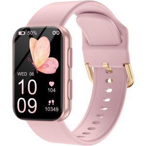 MorePro Health Fitness Tracker with Blood oxy-gen Monitor and 24/7 Heart Rate and Blood Pressure, Sleep Monitor, 120+ Sport Modes Waterproof Fitness Watch for Women Men Android iOS, Pink