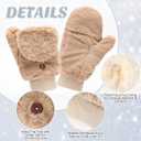 6 Pairs Fur Flip Mittens Women for Winter Warm Soft Half Finger Fingerless Convertible Fuzzy Gloves (Multicolor)