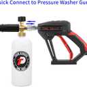 Tool Daily Short Pressure Washer Gun with Foam Cannon, 1/4 Inch Quick Connector, with 5 Pressure Washer Nozzle Tips, 1 Liter