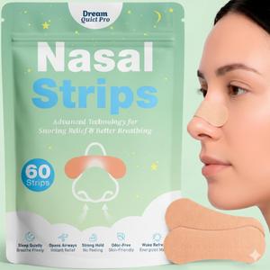 Nasal Strips, Sweat Resistant Extra Strength Snoring Solution for Snoring & Breathing, Improve Sleep Quality with Nose Strips for Less Snoring and Better Sleep