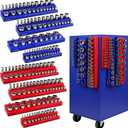 HORUSDY 8-Piece Magnetic Socket Organizer Set, Magnet Socket Holder, 1/4", 3/8", 1/2" Socket Holds 199 Pieces Magnetic Trays. (8-Piece Organizer Set)