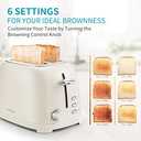Ultrean Toaster 2 Slice with Extra-Wide Slot for Toasting Bagels, Breads, Waffles & More, Stainless Steel Material with Removable Crumb Tray, 6 Browning Settings (Cream)