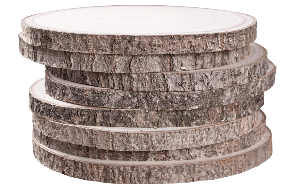 Sancodee 8 Pcs Large Unfinished Wood Slices, 1011 Inches Wood Slabs for Centerpieces Natural Wooden Circle, DIY Wood Centerpieces for Tables Wedding Party Door Sign Decor