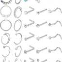 Longita 18g 20g Clear Nose Studs Clear Nose Rings for Work Plastic Earring Piercing Retainers for Surgery Sport School Small Bioflex Invisible Ear Stud 16g Tragus Cartilage Labret Lip Piercing Spacers
