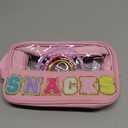 MONSTINA Snack Bag Clear Pouch, Makeup Travel Toiletry Bag, Clear Embroidery Letters Cosmetic Bag for Women Girls,Valentine's Gifts for Teens, A-Pink