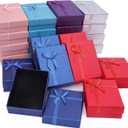 24 Pack Cardboard Jewelry Gift Box Set Empty Gift Boxes with Lids and Ribbon Bows for Display Earrings, Necklaces, Rings, Bracelets