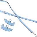 uxcell Genuine Leather Bag Strap Replacement Adjustable Crossbody Bag Straps, 37.4-45.3 Inch Purse Strap for Shoulder Bag Handbag Purse, Blue, Silver Buckle, 1 Set