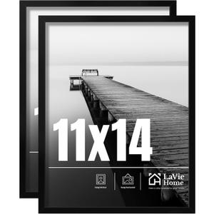LaVie Home 11x14 Picture Frame 2 pack, Display Pictures 11 x 14 Poster Frame, 11x14 Black Photo Frame with HD Plexiglass, Display Frame for Vertical or Horizontal, Classic Collection