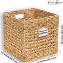 Water Hyacinth Storage Baskets For Shelves, 12x12 Cube Storage Organizer, Square Wicker Basket, Cube Organizer, Woven Basket, Canastas Para Organizar, Cestas Para Baskets For Shelveszar, 2 Pcs