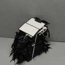 TKSBAG 50 PCS Small Black White Gift Bags with Handles, 6.5 * 5 * 3 Inch Thank You Bags Bulk for Baby Shower, Bridal Shower, Wedding, Party Favors, Thanksgiving, Christmas