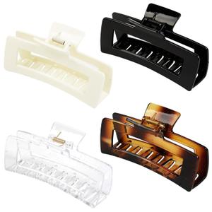 Extra Large Hair Claw Clips for Women, 5 Inch Unbreakable Large Rectangle Claw Clips for Thick Hair Neutral Huge Hair Clips Non-slip Hair Claws Tight Strong Hold Hair Claw for Women Girls 4 Packs