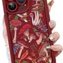 KANGHAR Case for iPhone 14 Pro Max Case, Cute Mushroom Art Design Soft TPU Shockproof Protective for Women Girls Slim Phone Cover-Wine Red