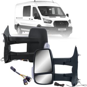 Replacement Driver Left Side Door Mirror Long Extension View Tow Mirror Power and Heated with Signal Light Indicator for Ford Transit 150 250 350 from 2010 to 2024
