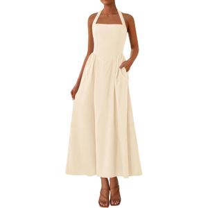 KIRUNDO Summer Dresses for Women 2026 Halter Maxi Wedding Guest Party Cocktail Semi Formal Elegant Classy Long Sundress