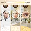 ALHAKIN 9" Wall Mounted Lighted Makeup Mirror, Large Double Sided 1X/10X Magnifying Mirror with 3 Color Lights Dimmable, 360 Rotation, Black