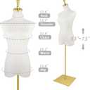 Female Mannequin Torso, 53"-73" Height Adjustable Dress Form Mannequin for Women with Golden Metal Stand,for Sewing and Display Beige